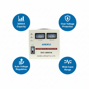 Andeli Voltage Stabilizer SVC 3000 VA 3 KVA Single (1) Phase 80-250V