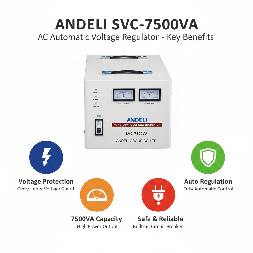 Andeli Fully Automatic Voltage Stabilizer SVC 7500 VA 7.5 KVA Single (1) Phase 110V