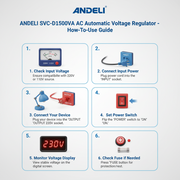 Andeli Voltage Stabilizer SVC 1500 VA 1.5 KW Single (1) Phase 220V Digital