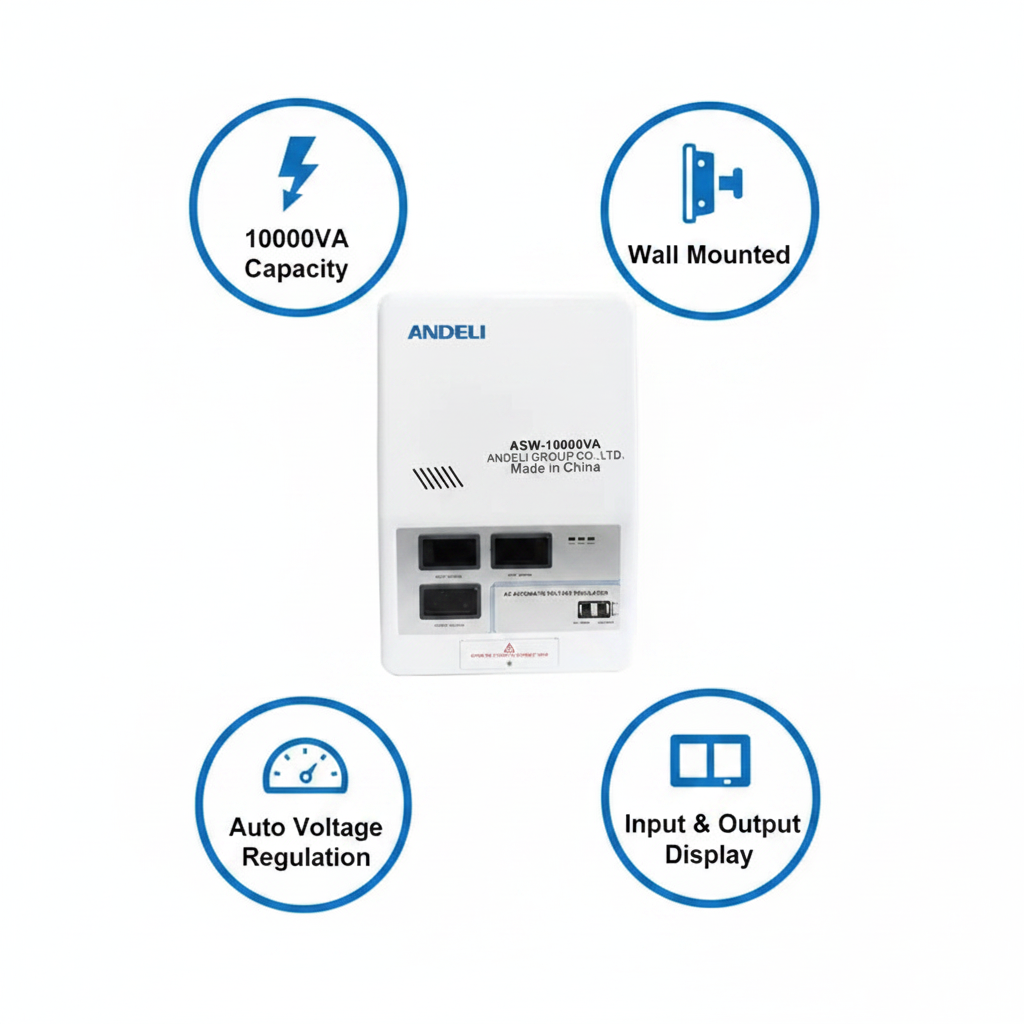 Andeli Wall Mounted Automatic Voltage Stabilizer SDW 10000 VA 10 KW Single Phase 110V