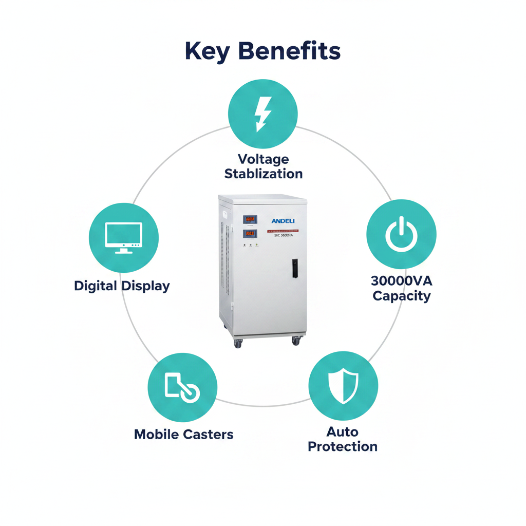 Andeli Voltage Stabilizer SVC 30000 VA 30 KVA Single (1) Phase 220V Digital