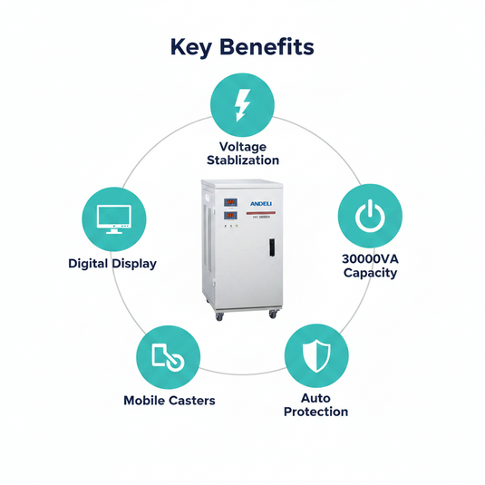 Andeli Voltage Stabilizer SVC 30000 VA 30 KW Single (1) Phase 220V Digital