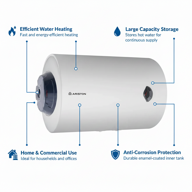 Load image into Gallery viewer, Ariston Electric Water Heater Horizontal BLU R, 100 L - White
