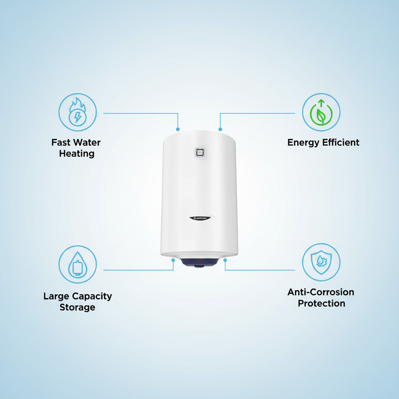 Load image into Gallery viewer, Ariston Electric Water Heater Vertical BLU R, 80 L - White
