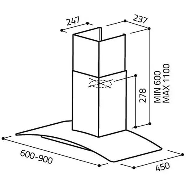 Baumatic BMECH6WGLSS-2 60cm Wall Mounted Hood