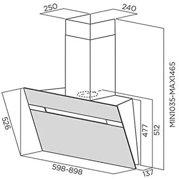 Baumatic BMECH9WVBL-3 90cm Vertical Wall Mounted Hood