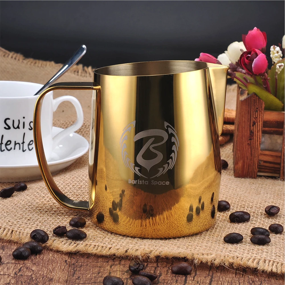 Barista Space Gold Milk Pitcher – Stainless Steel Jug for Latte Art 350ML