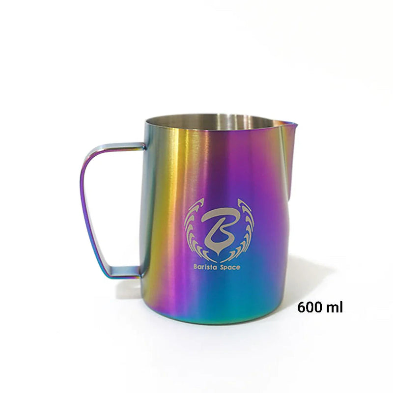 Load image into Gallery viewer, Barista Space Rainbow Milk Pitcher – Colorful Latte Art Pitcher 600ML

