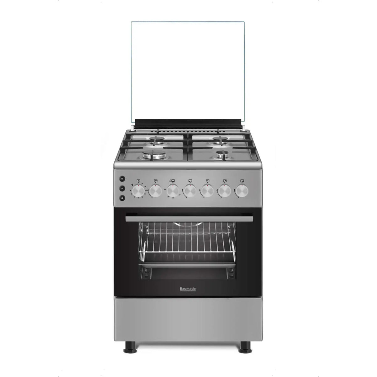 Baumatic Free Standing 4 Burner Gas Cooker 60cm Stainless Steel/Black – BMEC9GGTSS