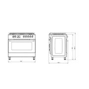 Baumatic Free Standing 5 Burner Gas Cooker 90cm Stainless Steel/Black – BMEC9GGTSS