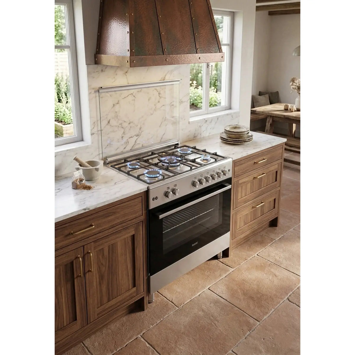 Baumatic Free Standing 5 Burner Gas Cooker 90cm Stainless Steel/Black – BMEC9GGTSS