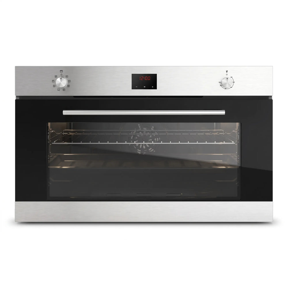 Baumatic BMEO96E9BL 90cm Built-in Electric Fan Oven & Grill, 125L, Stainless Steel