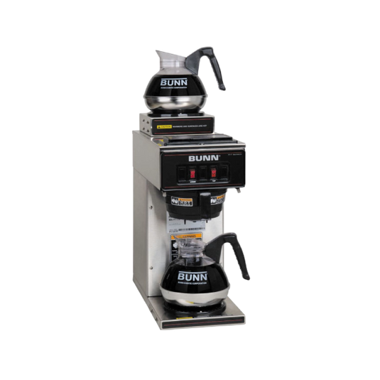 Bunn VP17A-2 12-Cup Pourover Coffee Brewer Stainless Steel Commercial-Grade Coffee Machine, Portable without Plumbing, Ideal for Office & Cafe