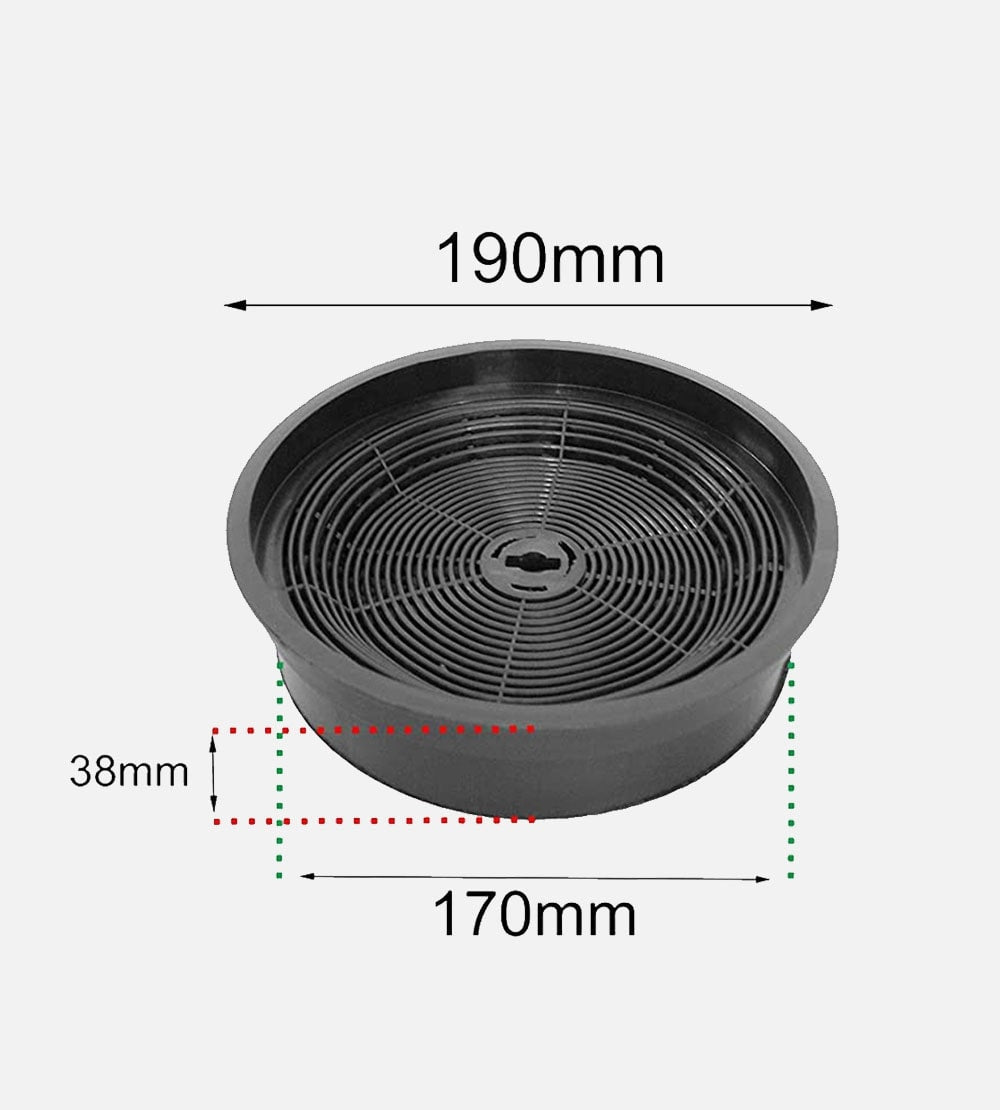 Carbon filter 190 mm x 38 mm for Technowind (TYPE H – ACK62836) 701083