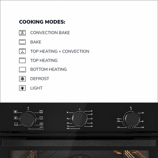 Millen 60cm Built-in Electric Oven MEO 6001 BB 7 Cooking Modes 2352W, 3 Year Warranty