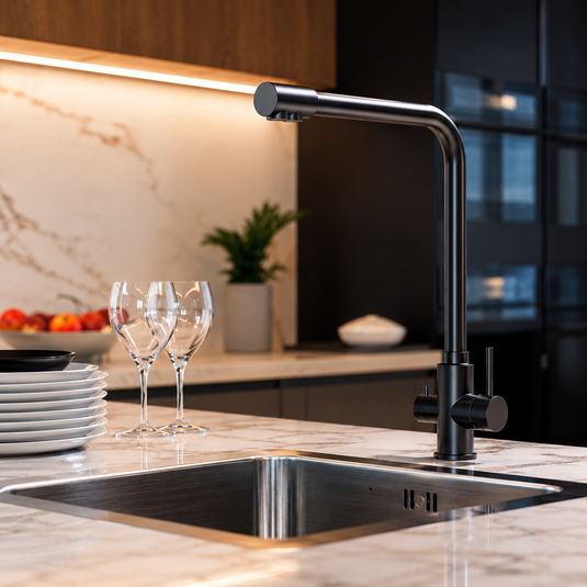 Single Lever Kitchen Faucet Mixer with 360° Swivel, Dual Outlet Water Function, Brushed Stainless Steel - MMD201GM, 1Y Warranty