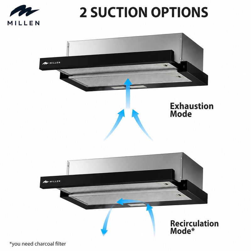 Load image into Gallery viewer, Millen 90cm Telescopic hood MBKHSG 9001 BL Filters Included, 3 Years Warranty
