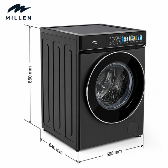 Millen Front Load Washing Machine, 12kg Capacity - Inverter Motor, Smart, Powerful, and Efficient, МWM12012BLIDD, 3 Year Warranty
