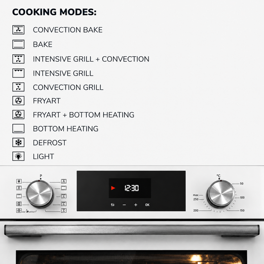 Millen 60cm Built-in Electric Oven MEO 6004 WH 10 Cooking Modes 3260W, 3 Year Warranty