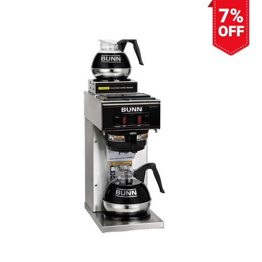 Bunn VP17A-2 12-Cup Pourover Coffee Brewer Stainless Steel Commercial-Grade Coffee Machine, Portable without Plumbing, Ideal for Office & Cafe