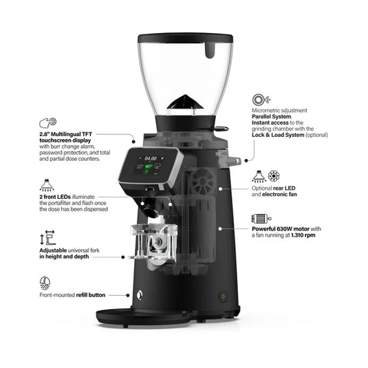 Compak E8 OD Grinder – 83mm with Red Speed Burrs - Black