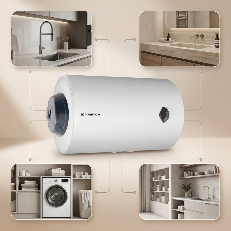 Load image into Gallery viewer, Ariston Electric Water Heater Horizontal BLU R, 80 L - White
