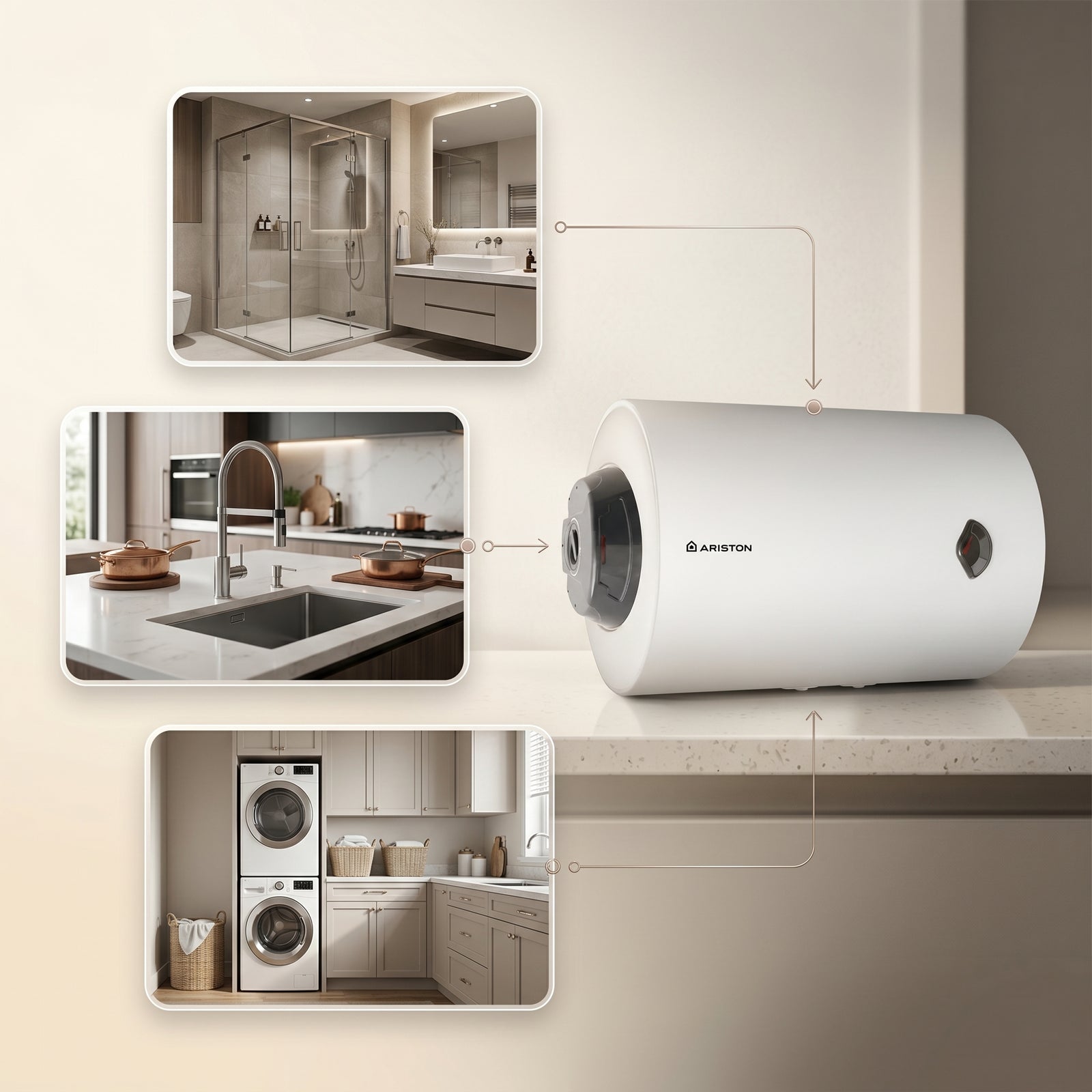 Ariston Electric Water Heater Horizontal BLU R, 80 L - White