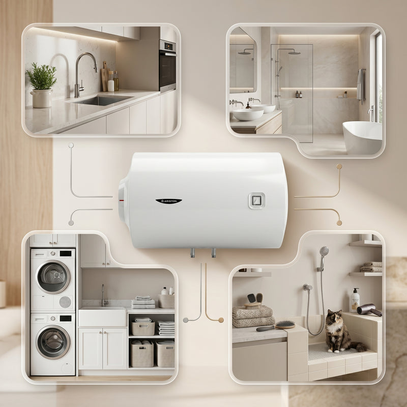 Load image into Gallery viewer, Ariston Electric Water Heater Horizontal PRO1 R Italy, 80 Liter - White
