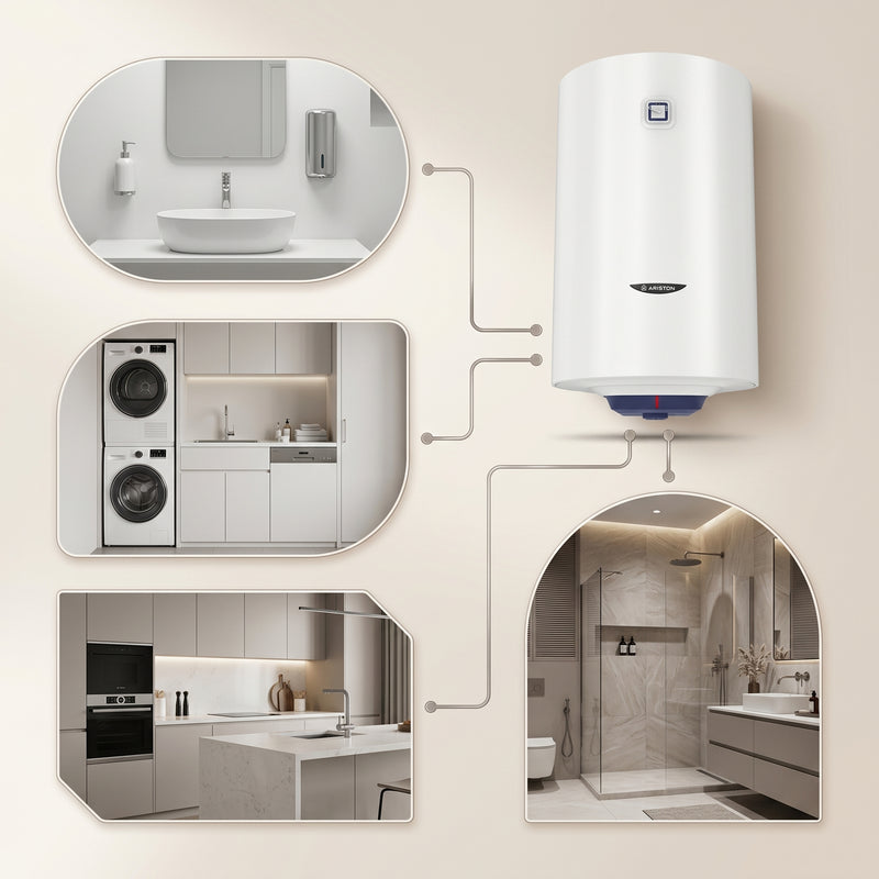 Load image into Gallery viewer, Ariston Electric Water Heater Vertical BLU R, 50 L - White
