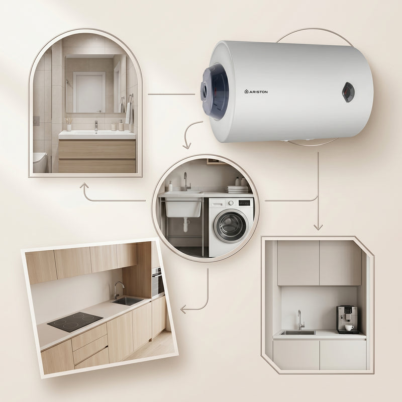 Load image into Gallery viewer, Ariston Electric Water Heater Horizontal BLU R, 100 L - White
