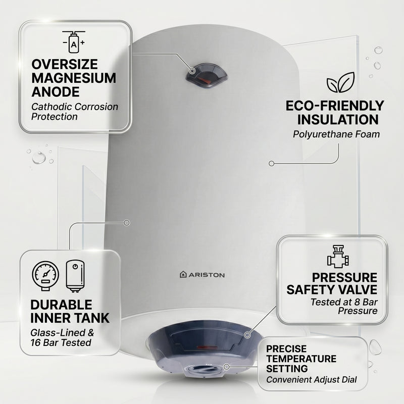 Load image into Gallery viewer, Ariston Electric Water Heater Vertical BLU R, 100 L - White
