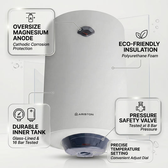 Ariston Electric Water Heater Vertical BLU R, 100 L - White