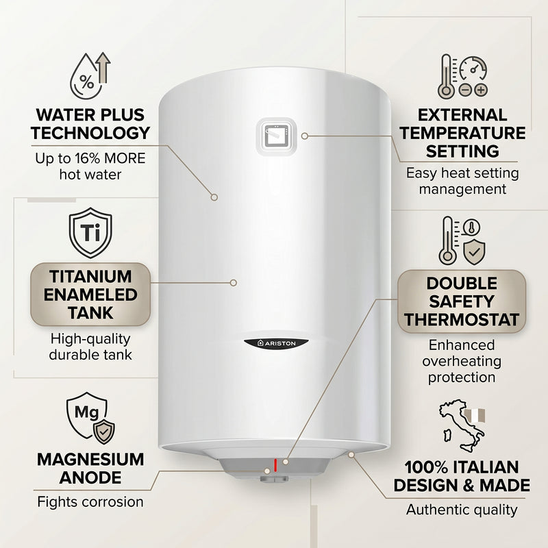 Load image into Gallery viewer, Ariston Electric Water Heater Vertical PRO1 R Italy, 50 L - White
