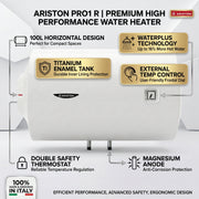 Ariston Electric Water Heater Horizontal PRO1 R Italy, 100 Liter - White