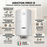 Ariston Electric Water Heater Vertical PRO1 R Italy, 80 L - White