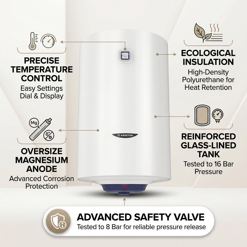 Load image into Gallery viewer, Ariston Electric Water Heater Vertical BLU R, 50 L - White
