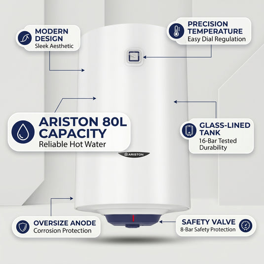 Ariston Electric Water Heater Vertical BLU R, 80 L - White