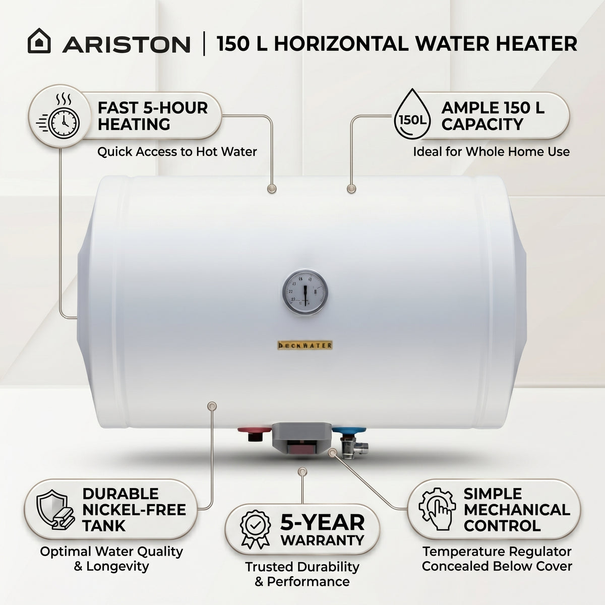 Ariston BLU R 150 Horizontal water heater