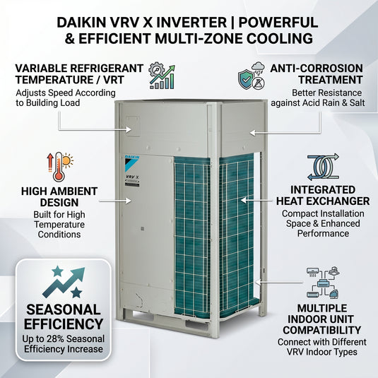 Daikin VRV Outdoor Unit 9.5 Ton 33.5 kW 12.0 HP 114,000 Btu/h RXQ12ARYFK