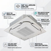 Daikin Cassette Splits for VRV Systems 1.5 Ton 5.3 kW 2.0 HP 18,000 Btu/h FXFSQ50ARV1 Black