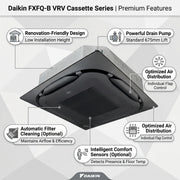 Daikin Cassette Splits for VRV Systems 2.5 Ton | 8.8 kW | 3.3 HP | 30,000 Btu/h FXFQ80B White