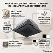 Daikin Cassette Splits for VRV Systems 1.5 Ton 5.3 kW 2.0 HP 18,000 Btu/h FXFQ50B Black