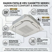 Daikin Cassette Splits for VRV Systems 0.8 Ton 2.8 kW 1.0 HP 9,500 Btu/h FXFQ25B Black