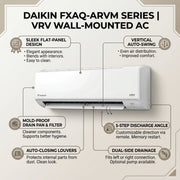 Daikin Wall Splits for VRV Systems 1.5 Ton 5.3 kW 2.0 HP 18,000 Btu/h FXAQ50ARVM