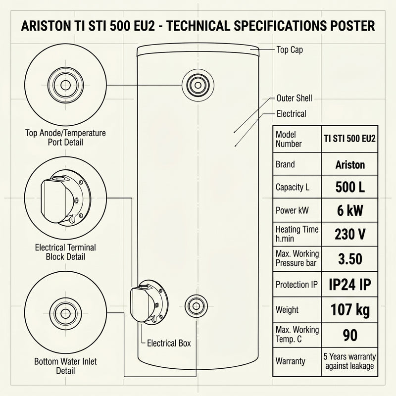 Load image into Gallery viewer, Ariston Water Heater Ti Sti 500, 500 L

