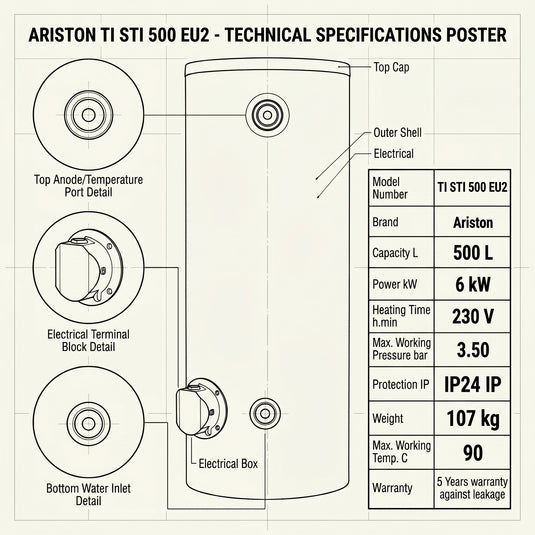 Ariston Water Heater Ti Sti 500, 500 L