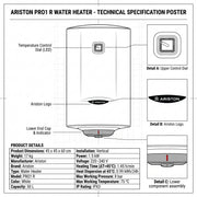 Ariston Electric Water Heater Vertical PRO1 R Italy, 50 L - White