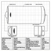 Ariston Electric Water Heater Horizontal ARI 150 HORD 570 THER MO 2000 W, 150 L - White