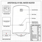 Ariston Electric Water Heater Vertical BLU R, 100 L - White