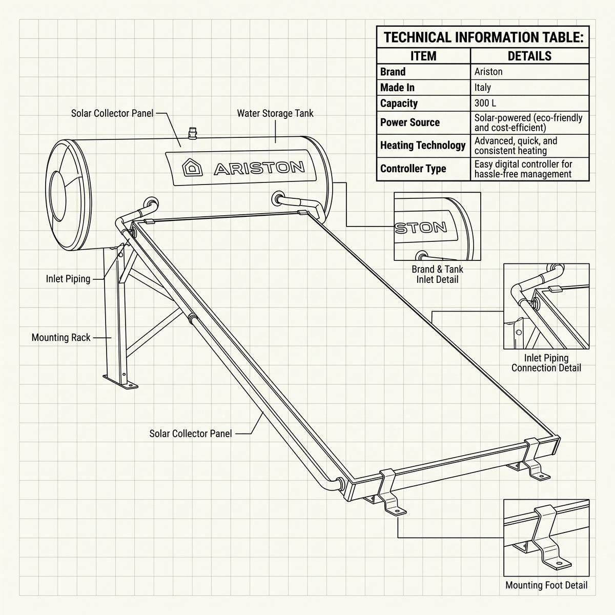 Ariston Solar Water Heater 300 L CF